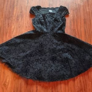 Black velvet swing dress